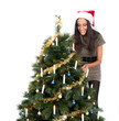 Attractive Santa Girl with Xmas / Christmas Tree
