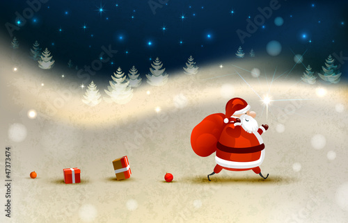 Vector: Santa Claus on the Winter landscape Santa Claus on the Winter landscape