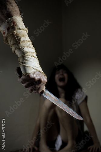 Photo: Woman terrified screams Woman terrified screams