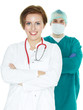 Team of doctors with operating surgeon