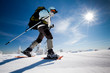 Hiker in winter mountains