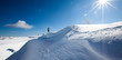 Hiker in winter mountains