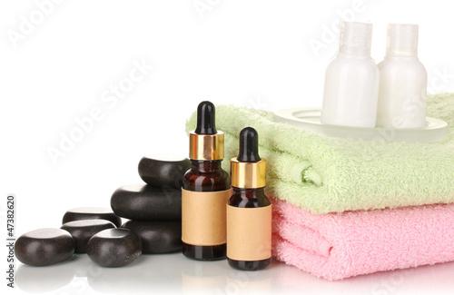 Photo: beautiful spa setting isolated on white beautiful spa setting isolated on white