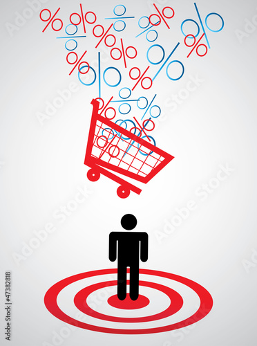 Vector: Hit by a discount, vector illustration Hit by a discount, vector illustration