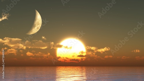 Illustration: Sunset moon Sunset moon