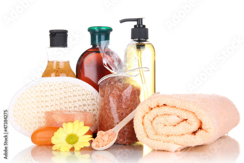 Photo: Set for care of a body isolated on white Set for care of a body isolated on white
