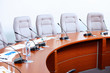 Conference hall with microphones