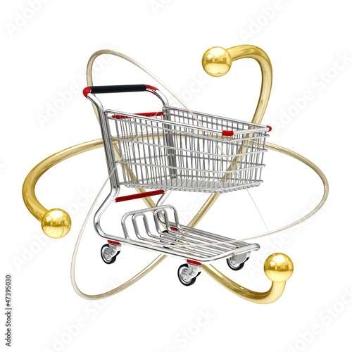 Illustration: 3d Atomic power of online shopping cart icon 3d Atomic power of online shopping cart icon