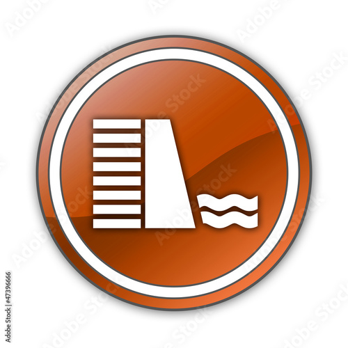 Illustration: Orange Glossy Button "Dam" Orange Glossy Button "Dam"