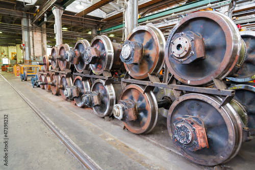 Photo: train wheels in heavy factory train wheels in heavy factory