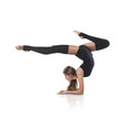 cute woman gymnast on white background