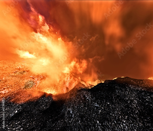 Illustration: Volcanic eruption on island Volcanic eruption on island