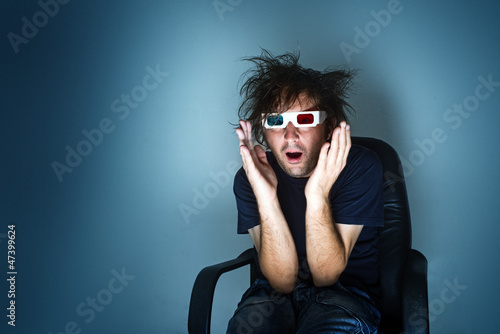 Photo: Scared man with 3d glasses Scared man with 3d glasses