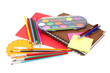 Photo: set of office supplies on white background set of office supplies on white background