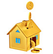 dollar coins falling down to the money box