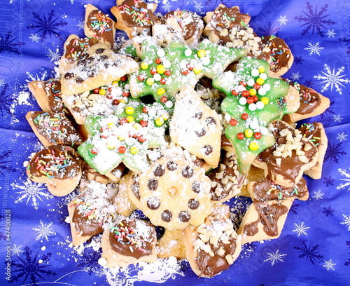Photo: Colorful cookies from dough for Christmas Colorful cookies from dough for Christmas