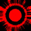 Red sun on black vector image