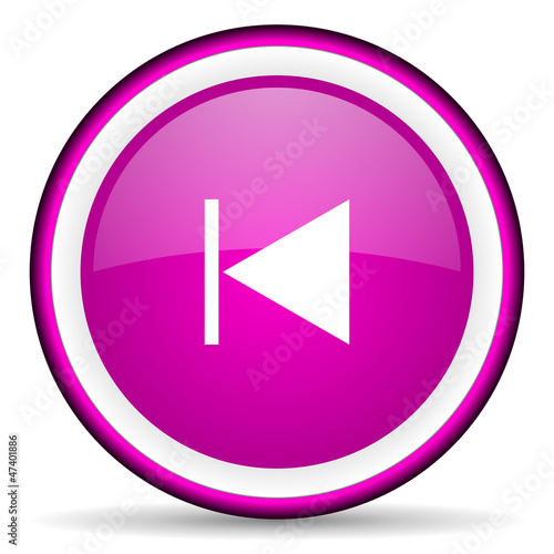 Illustration: prev violet glossy icon on white background prev violet glossy icon on white background