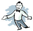 man dressed in a lounge suit pointing his finger