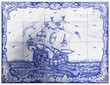 ancient portuguese tiles with a ship