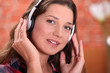 Brunette with headphones