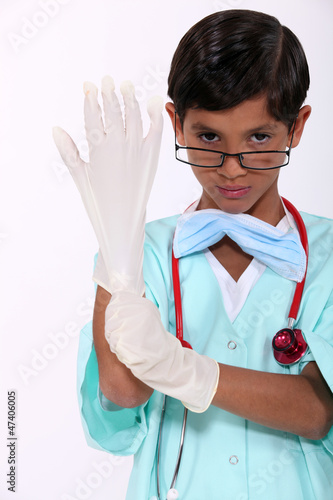 Photo: Boy dressed as a hospital surgeon Boy dressed as a hospital surgeon