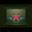 Green background with red star