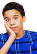Teenage Boy With Hand On Chin