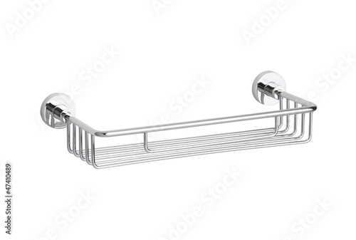 Photo: Nice aluminum bathroom accessory shelf isolated Nice aluminum bathroom accessory shelf isolated