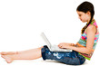 Photo: Cute girl using a laptop Cute girl using a laptop