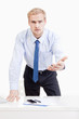 angry boss behind desk