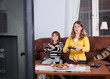 Girls enjoy the tv game