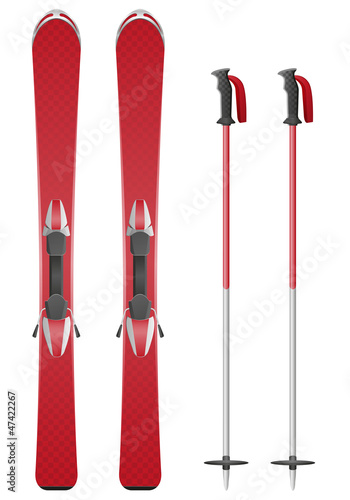 Vector: ski and sticks vector illustration ski and sticks vector illustration