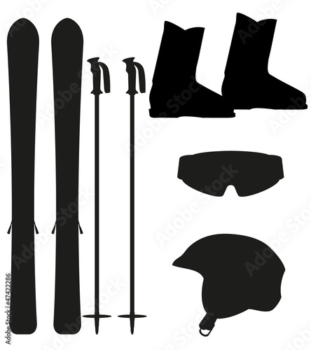 Vector: ski equipment icon set silhouette vector illustration ski equipment icon set silhouette vector illustration