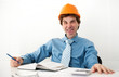 silly crazy man. Engineer in the office