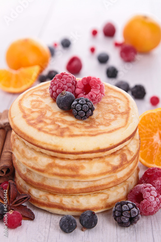Photo: stack of pancake with berry stack of pancake with berry