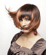 Photo: Beautiful elegant Caucasian woman with fine hairstyle. Beautiful elegant Caucasian woman with fine hairstyle.