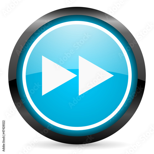 Illustration: scroll blue glossy circle icon on white background scroll blue glossy circle icon on white background