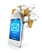 3d smartphone with cloud of messages
