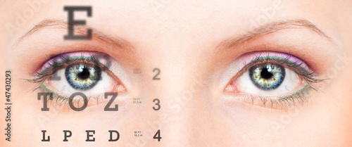 Photo: Eye with test vision chart Eye with test vision chart