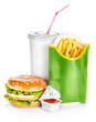 Photo: Sandwich with french fries isolated Sandwich with french fries isolated