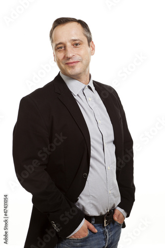 Photo: portrait of adult man, isolated on white background portrait of adult man, isolated on white background