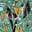 floral texture with leopards