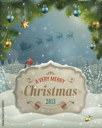 Vector: Christmas vintage greeting card Christmas vintage greeting card