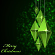 Vector: Christmas card with hanging green glass baubles Christmas card with hanging green glass baubles
