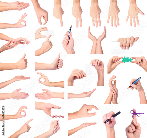Photo: Set of woman hands isolated on white background Set of woman hands isolated on white background