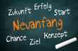 Kreidetafel mit Neuanfang