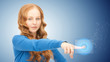 businesswoman working with touch screen