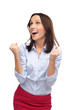Businesswoman clenching fists