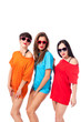 Photo: Three beautiful ladies on white background Three beautiful ladies on white background
